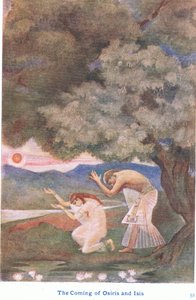 Osiris och Isis ankomst (färg litho) av Evelyn Paul