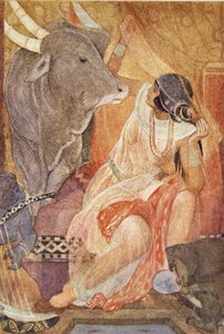 Bitous frus förräderi, illustration från "The Myths of Ancient Egypt" av Lewis Spence av Evelyn Paul