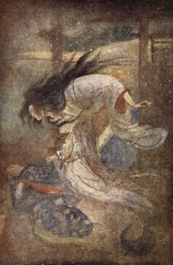 Yuki-Onna, The Lady of the Snow, illustration från "The Myths and Legends of Japan" av F. Hadland Davis av Evelyn Paul