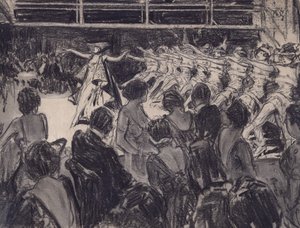 Cabaret Scene (kol på preparerad kartong) av Everett Shinn