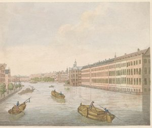 Utsikt över Binnen-Amstel, ca 1810-1813 Vue du Blaauwe-Brug, pris av l