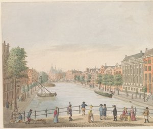 Kloveniersburgwal i Amsterdam, ca 1810-1813 Vue du Kloveniers Burgwal et de la Maison de Trip, du Hoog-Straat au Marché Neuf (titel på objekt)