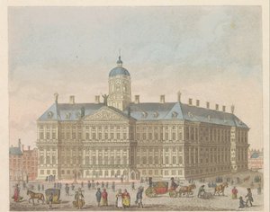 Kungliga slottet på Dam-torget, ca 1810-1813 Vue du Palais Roijal, et de la Place le Dam (titel på objekt)