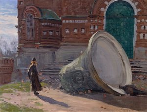 Förstörelsen av kyrkklockorna, 1924 av Evgeni Ivanovich Stolitsa