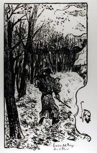 Verlaine i ett höstlandskap, illustration från Impression dAutomne: Les Sanglots Longs av Paul Verlaine (1844-96) av F.A. Cazals