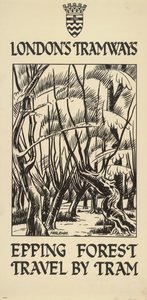 "Epping Forest, Travel by Tram", London County Council LCC Tramways affisch, 1922 av FW Farleigh
