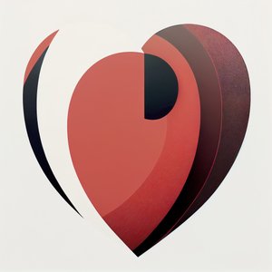 Ett rött hjärta som symboliserar kärlek, emotionell målning, modern väggkonst av F. Abderrahim