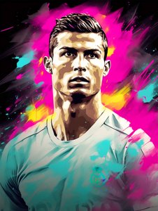 Abstrakt akrylmålning, Cristiano Ronaldo på duk, väggkonsttryck av F. Abderrahim