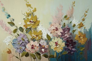 Abstrakt avbildning av vintage rosor, väggkonsttryck, sovrumsdekoration av F. Abderrahim