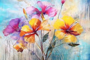 Vackra blommor bakgrund, AI genererad olja blommig konstmålning av F. Abderrahim