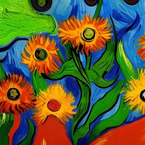 Vacker impressionistisk blomstermålning på Canvas, väggdekoration i sovrum, levande färger av F. Abderrahim
