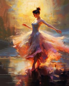 Flicka som dansar Impressionistisk målning, Claude Monet-stil, Canvastryck