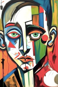 Sad Portrait målning på canvas, väggdekoration | Canvas tryck av F. Abderrahim