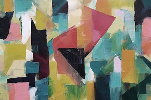 Minimalistisk geometrisk abstrakt oljemålning, online canvas konsttryck av F. Abderrahim