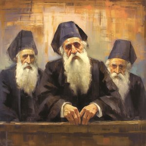 Porträttmålning av en religiös präst, konsttryck på duk av F. Abderrahim