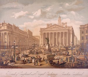 Bank of England och Royal Exchange, London, c1860 av F Appel