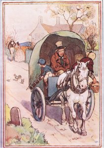 När de flyttade bort sprang hans mor ut genom porten, illustration från David Copperfield, 1914