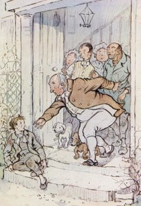 Illustration för Oliver Twist (färg litho) av F. M. B. Blaikie