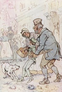 Illustration för Oliver Twist (färg litho)