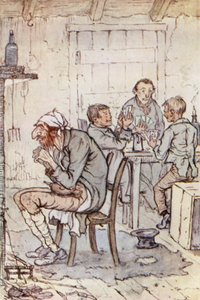 Illustration för Oliver Twist (färg litho) av F. M. B. Blaikie