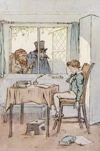 Illustration för Oliver Twist (färg litho)
