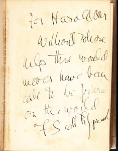 Författarens inskription på framsidan av en första upplaga av "Tender is the Night" av F. Scott Fitzgerald