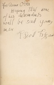 Författarens inskription på framsidan av en första upplaga av "All the Sad Young Men" av F. Scott Fitzgerald