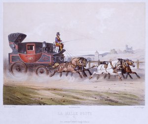 The Mail Coach, graverad av Charles Bargue (1826-83) av F. after Fort