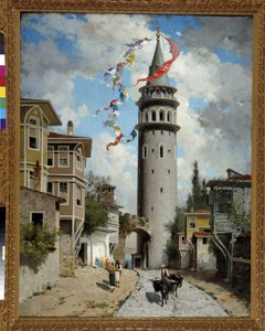 Utsikt över Galatatornet i Konstantinopel. Målning av Fabius Brest (1823-1900). Obligatoriskt omnämnande: Collection fondation regards de Provence, Marseille