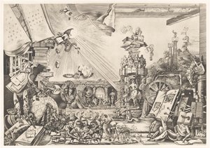 Surrealistisk prestation Librorum Triumphus (titel på objekt) av Fabius von Gugel (signed by artist)
