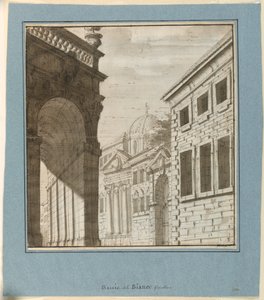 Scenografi: Stad med en loggia av Fabrizio Galliari