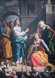 Kristus gästade Marta och Maria i deras hus av Fabrizio Santafede