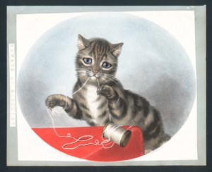 Always at Mischief - viktorianskt gratulationskort (chromolitho) av Fanny Corbaux