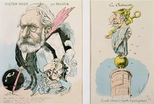 Karikatyrer av Victor Hugo (1802-85) och Napoleon III (1809-73) 1870