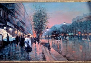 Utsikt över Grands Boulevards i Paris Målning av Fausto Giusto (1900-talet). 1900 Privat samling av Fausto Giusto