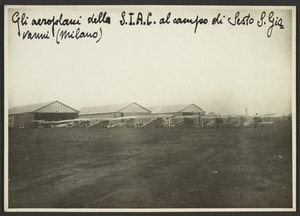 S.I.A.C.-flygplanen på Sesto S. Giovanni-fältet (Milano) av Fedele Azari