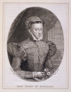 Mary Queen of Scots (1542-87), graverad av George Vertue (1684-1756) (gravyr) av Federico (after) Zuccaro