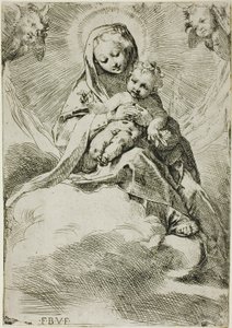 Madonna med barn på moln av Federico Barocci
