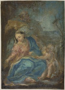 Vila på flykten till Egypten (recto); Madonna från Rosenkransen (verso) av Federico Barocci