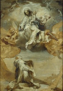 St Dominic de Guzman tar emot rosenkransen, c1588 av Federico Barocci
