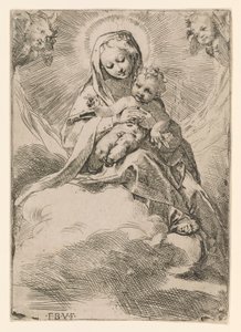 Jungfru och barn i molnen av Federico Barocci