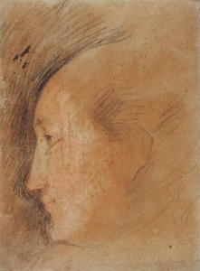 Kvinnans huvud i profil till vänster av Federico Barocci