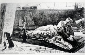 Carthusian eller At the Charterhouse of Pavia (etsning)