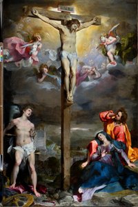 Korsfästelsen av Kristus med Vår Fru, Sankt Johannes Evangelisten och Sankt Sebastian