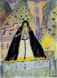 Teckning till "Jungfrun med sju dolkar" (Virgen de los siete dolores), 1900-talet