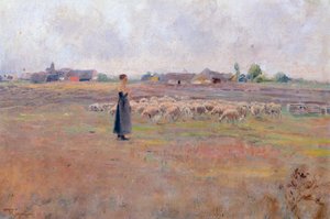 Kvällens frid, av Federico Rossano (1835-1912), olja på kartong, 28x46,8 cm