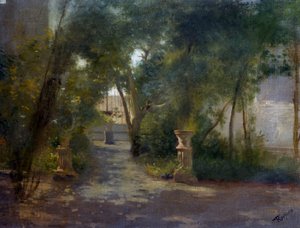 Villa i Portici, målning av Federico Rossano (1835-1912)