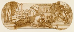 Taddeo i Belvedere -domstolen i Vatikanen, ritning av Laocoön av Federico Zuccaro
