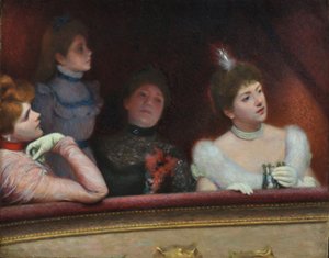 På teatern, ca 1895 (olja på duk) av Federigo Zandomeneghi