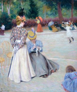 Spel i parken, av Federico Zandomeneghi (1841-1917), olja på duk, 55,5x45,5 cm av Federigo Zandomeneghi